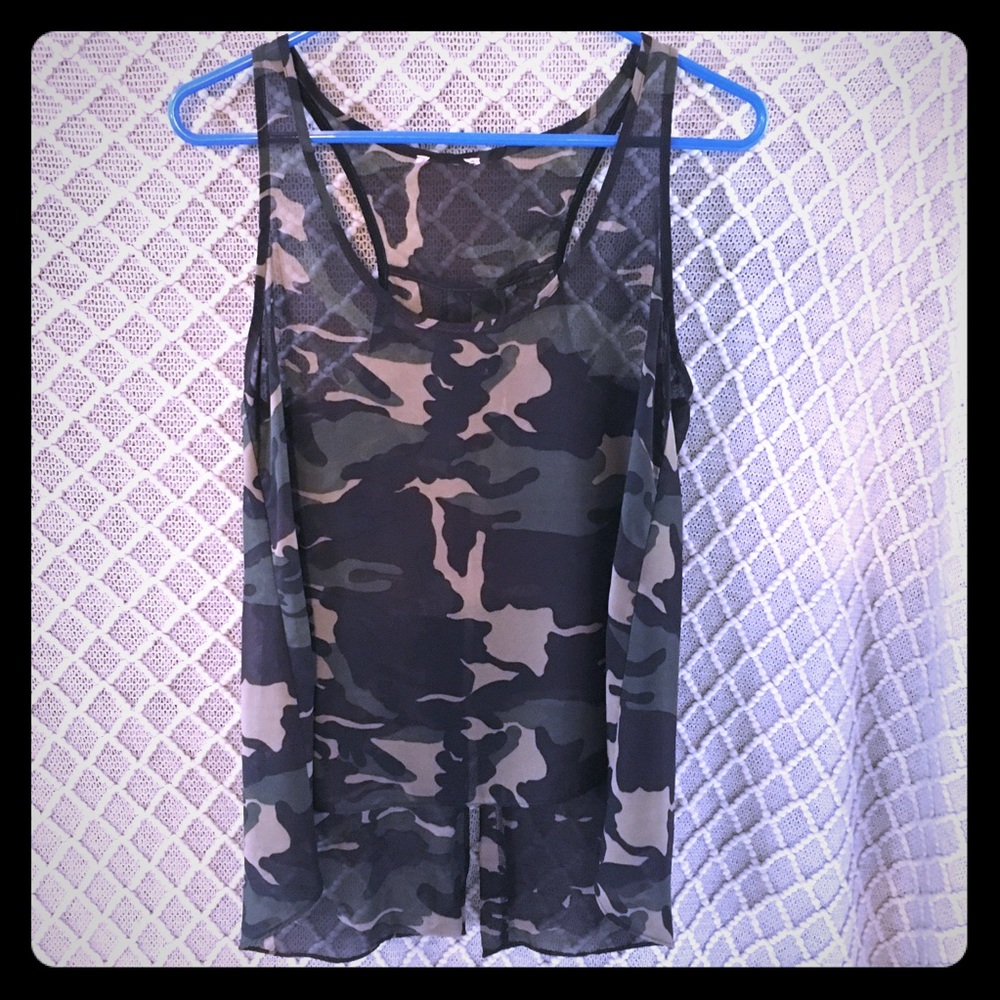 SHEER CAMO TANK W/OPEN BACK✨